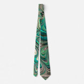 Cravate Turquoise Paua Abalone Shell Fractal Motif Abstrai (Dos)
