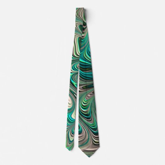 Cravate Turquoise Paua Abalone Shell Fractal Motif Abstrai (Dos)
