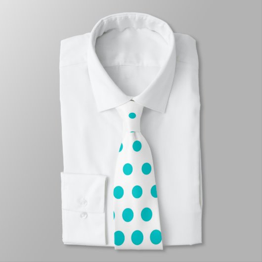 Cravate Turquoise Pois Moderne Blanc (Attaché)