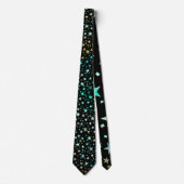 Cravate Turquoise professionnelle Blue Faux Gold Stars Noi (Devant)