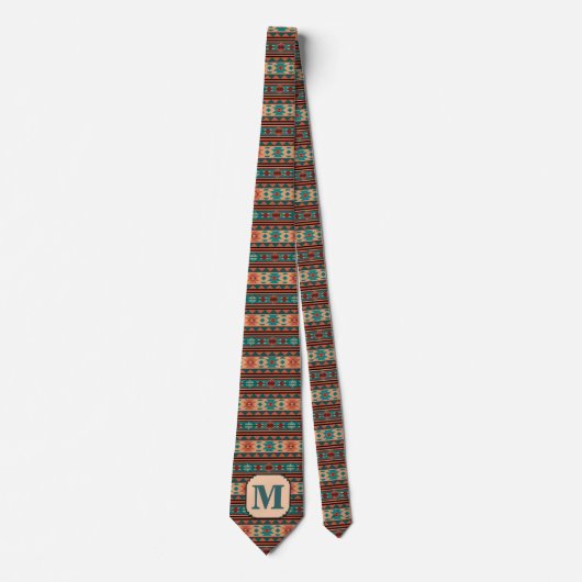 Cravate Turquoise Terracotta Monogram (Devant)