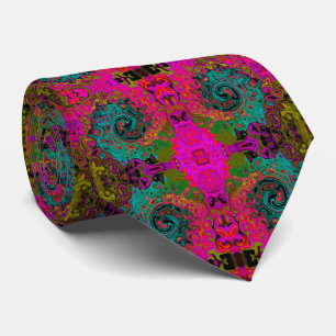 Cravate Turquoise Trippeyant Abstrait Rétro Tourbillon Liq
