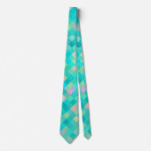 Cravate Turquoise Turquoise bleu vert rose Motif jaune (Devant)