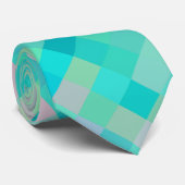 Cravate Turquoise Turquoise bleu vert rose Motif jaune (Roulé)