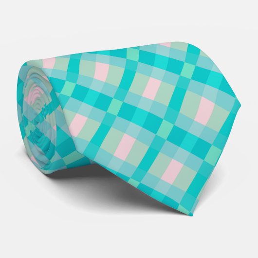 Cravate Turquoise Turquoise Vert bleu rose Motif (Roulé)
