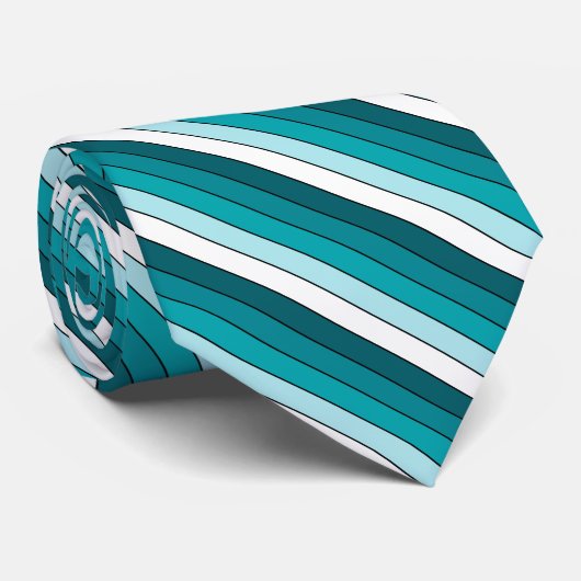 Cravate Turquoise Vert Bleu Blancs (Roulé)