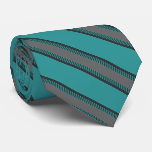 Cravate Turquoise Vert rayures (Roulé)