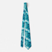 Cravate Turquoise vibrant et art fluide aqua Vagues océani (Dos)