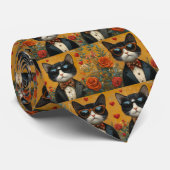 Cravate Tuxedo Chat avec coeur Roses Saint-Valentin (Roulé)