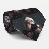 Cravate Tuxedo Chat avec Noël Festif du Père Noël (Roulé)