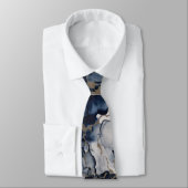 Cravate Twilight Navy bleu et gris avec l'or antique (Attaché)