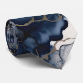 Cravate Twilight Navy bleu et gris avec l'or antique (Roulé)