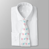 Cravate Twin Elephant Rose Et Bleu (Attaché)