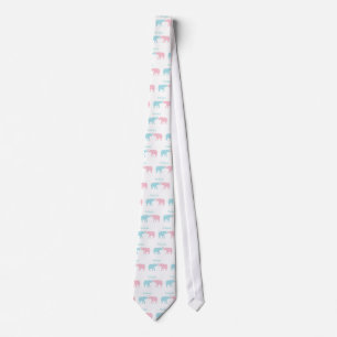 Cravate Twin Elephant Rose Et Bleu