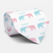 Cravate Twin Elephant Rose Et Bleu (Roulé)
