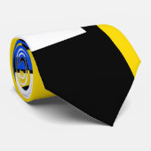Cravate Two Sides Of Ethnicity Yellow Blue Black White (Roulé)