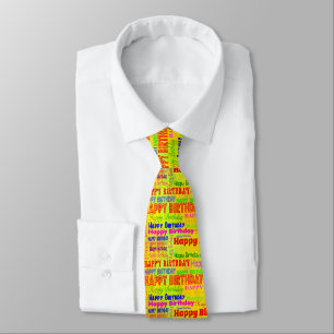 Cravate Typographie d'anniversaire heureux multicolore