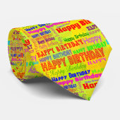 Cravate Typographie d'anniversaire heureux multicolore (Roulé)