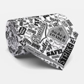 Cravate Typographie de baseball Black White Stripes ID770 (Roulé)