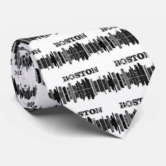 Cravate Typographie de Boston Skyline (Roulé)