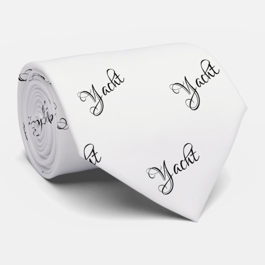 Cravate Typographie de script de yacht élégant (Roulé)