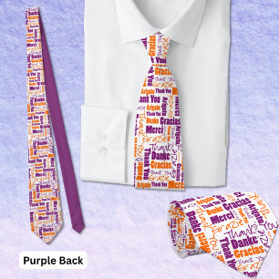 Cravate Typographie multilingue Merci Orange Violet