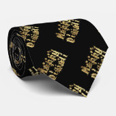 Cravate Typographie noire élégante heureuse d'étoile d'or (Roulé)