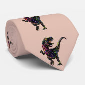 Cravate Tyrannosaurus Rex Dinosaur de couleur néon (Roulé)