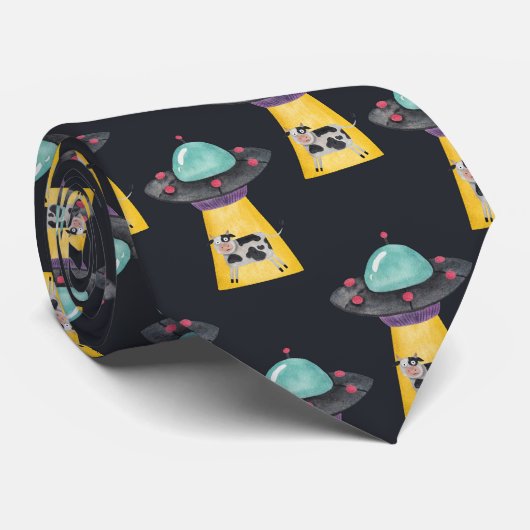 Cravate UFO Alien amusant (Roulé)