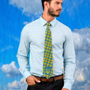 Cravate Ukraine Bleu, Jaune, Rouge Plaid Cravate, Rustique