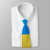 Cravate Ukraine drapeau bleu jaune motif maillage géométri (Attaché)