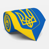 Cravate Ukraine, Tryzub, Drapeau ukrainien / Nec d'armoiri (Roulé)