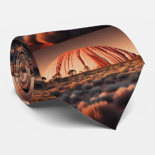 Cravate Uluru "Ayers Rock" Australia Oil Paint,