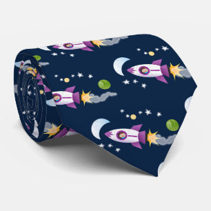 Cravate Un adorable vaisseau-fusée dans l'espace dessin an