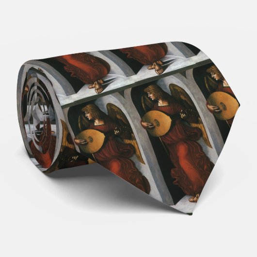 Cravate Un ange en rouge avec un trait de Léonard de Vinci (Roulé)