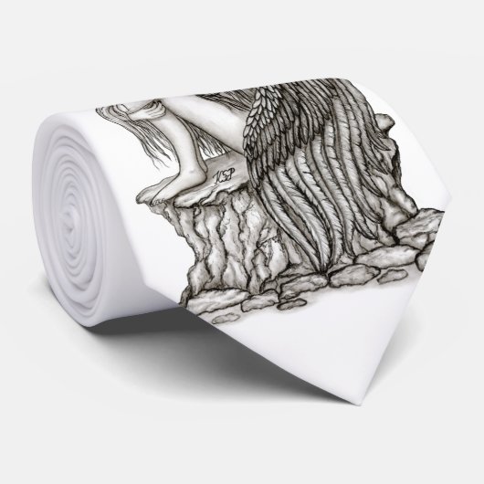 Cravate Un ange endormi sur la pierre (Roulé)