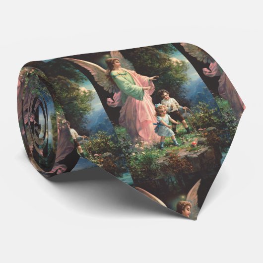 Cravate Un ange gardien protégeant les enfants près d'une  (Roulé)