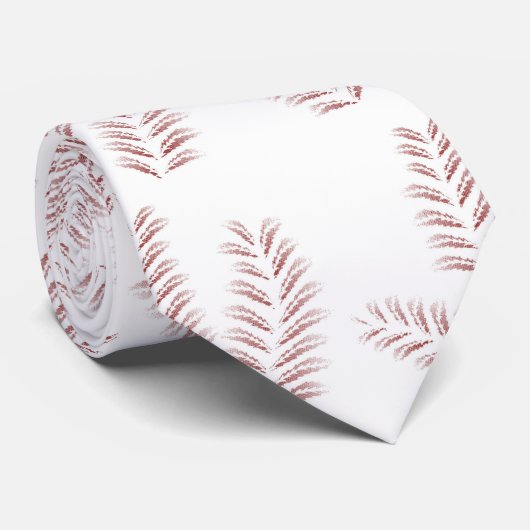 Cravate un arrière - plan blanc avec des feuilles roses (Roulé)
