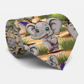 Cravate Un bébé éléphant qui sonne heureux dans la savane  (Roulé)