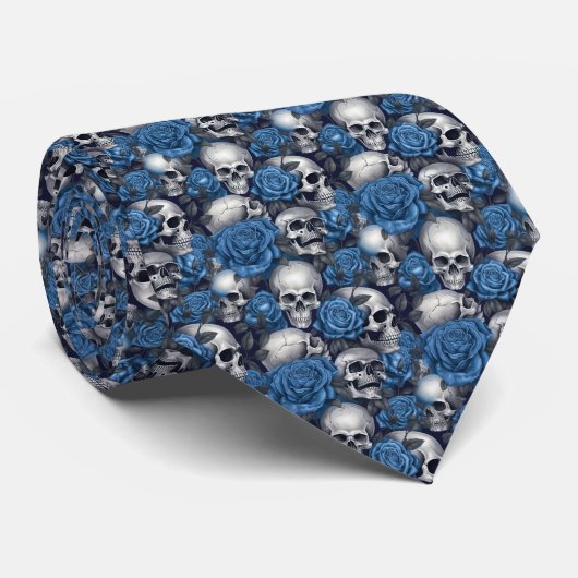 Cravate Un design de la série A Skull and Roses 12 (Roulé)