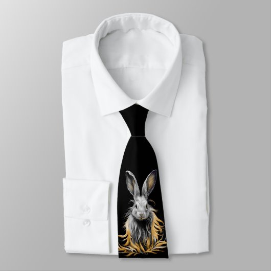 Cravate Un lapin gris génial en feu (Attaché)