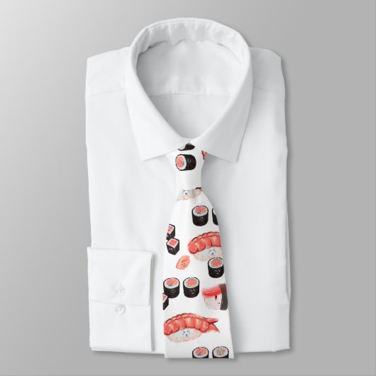 Cravate Un Motif de sushi génial avec des expressions Kawa (Attaché)