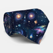 Cravate Un motif spatial sans couture de galaxies et de pl (Roulé)