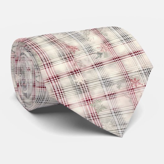 Cravate Un Tartan de Noël Floral Design série #13 (Roulé)