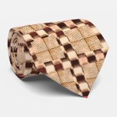 Cravate Un tartan d'échecs irréguliers brunâtre (Roulé)