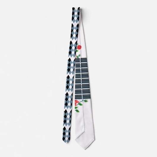 Cravate une à damiers noire et blanche avec un b blanc (Dos)