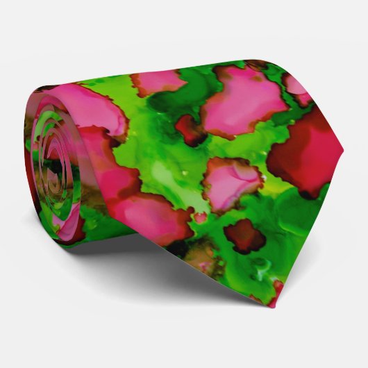 Cravate Une étude en rose et vert (Roulé)