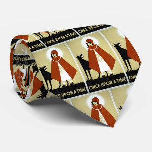 Cravate Une fois sur une affiche, chaperon rouge et loup