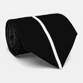 Cravate une ligne blanche sur noir (Roulé)