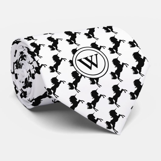 Cravate UNICORN avec Écriture chrétienne Monogramme blanc (Roulé)